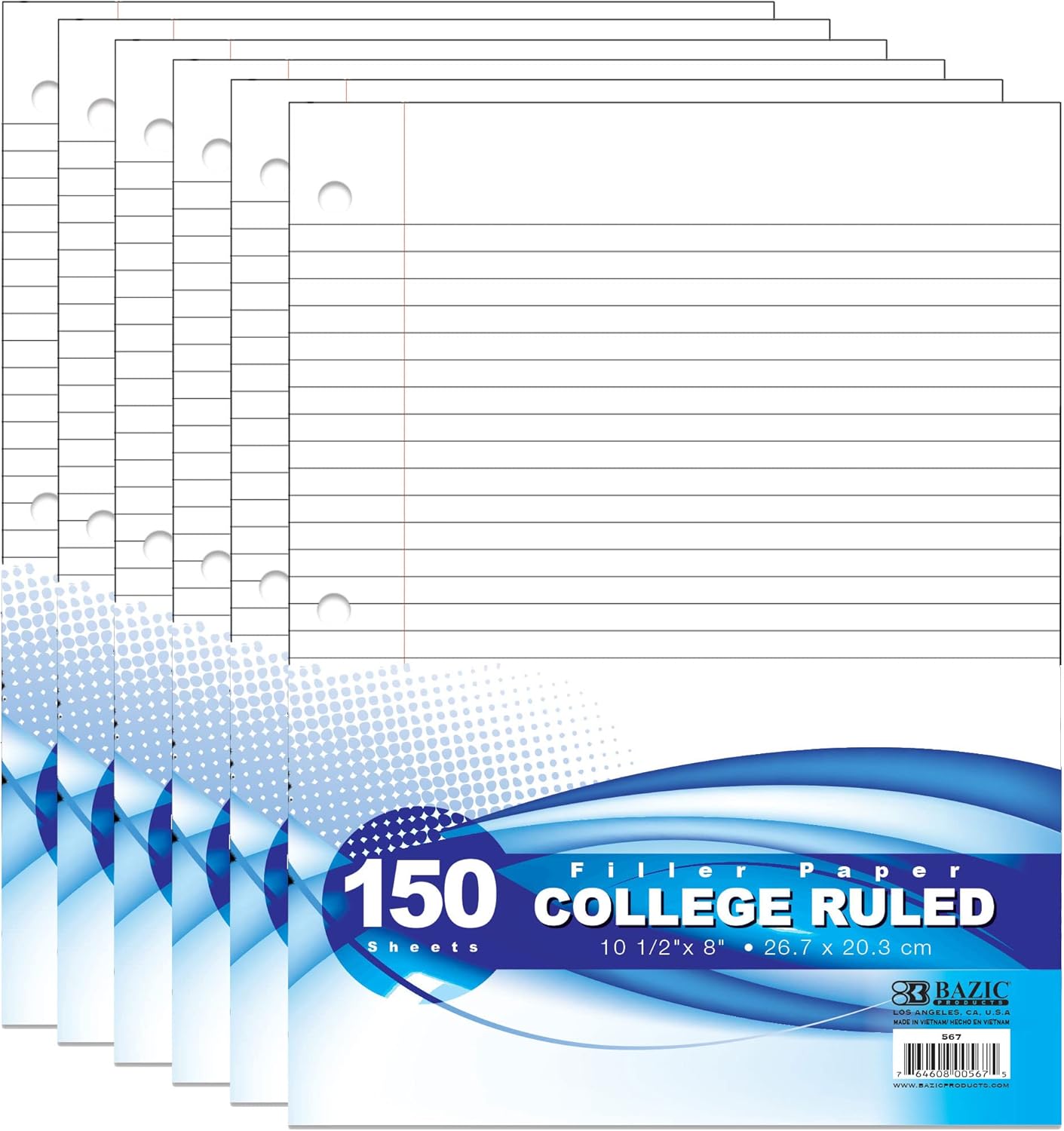 BAZIC Filler Paper Loose Leaf Sheets for School and Office Use
