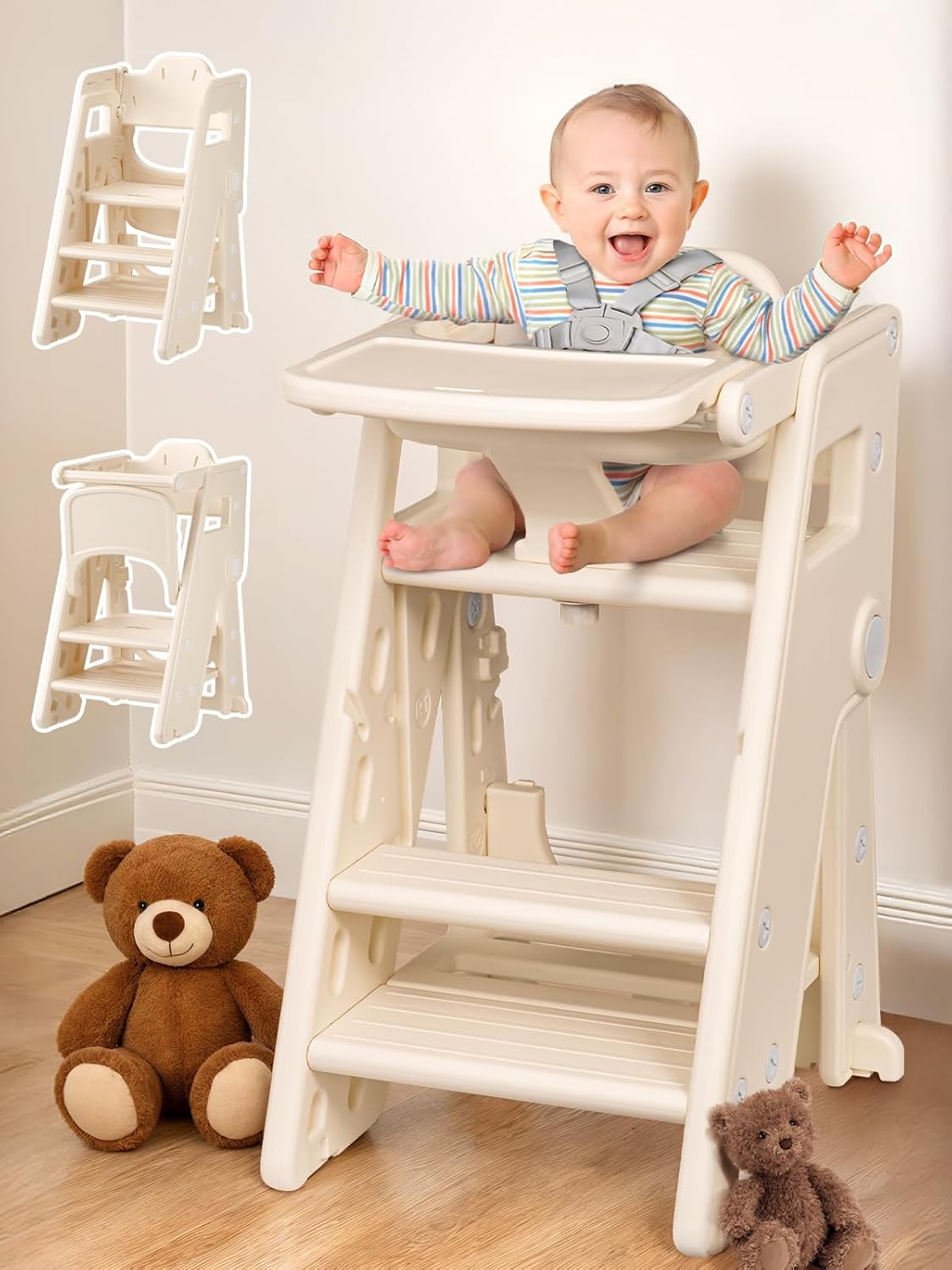 VBABY High Chairs for Babies and Toddlers, 3 in 1 Foldable