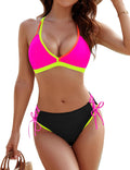 Blooming Jelly Color Block Bikini Set - Flattering Triangle