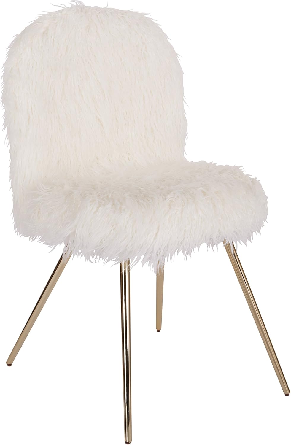 Chic White Faux Fur Accent Chair - Gold Legs