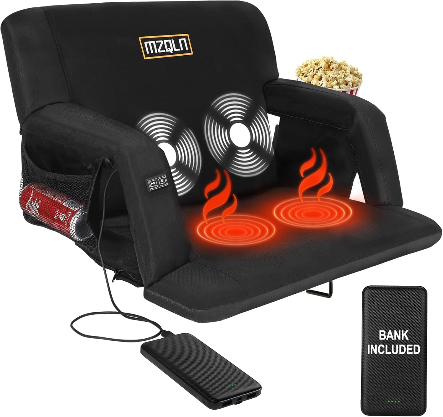 Heated Massage Reclining Stadium Seat for Ultimate Comfort