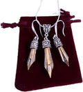 Pen Nib Earrings and Necklace Set - Elegant Gift for Writers