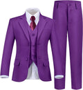 Boys Purple Suit Tuxedo Vest Pants Set for Toddlers - Formal Look