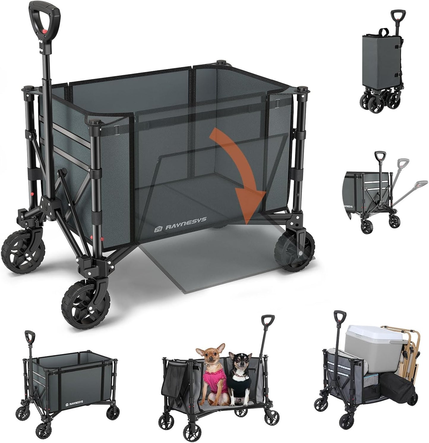 Collapsible Wagon Cart with Wheels for Groceries and More