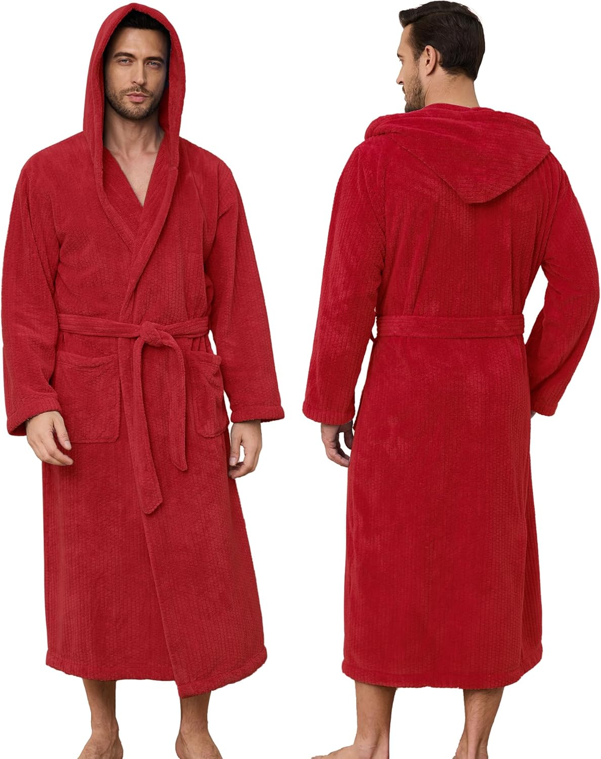 Men's Hooded Bathrobe - Soft Long Towel Robe for Ultimate Comfort