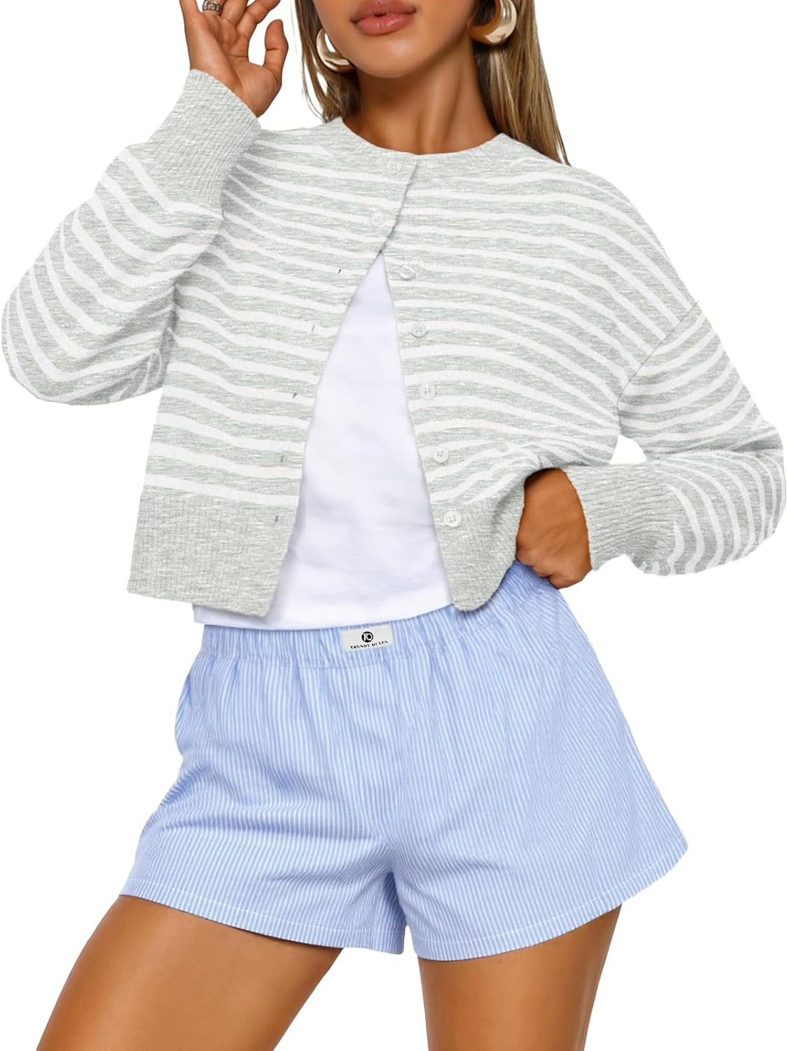 Trendy Queen Cropped Cardigan Sweaters for Women Fashion 2025