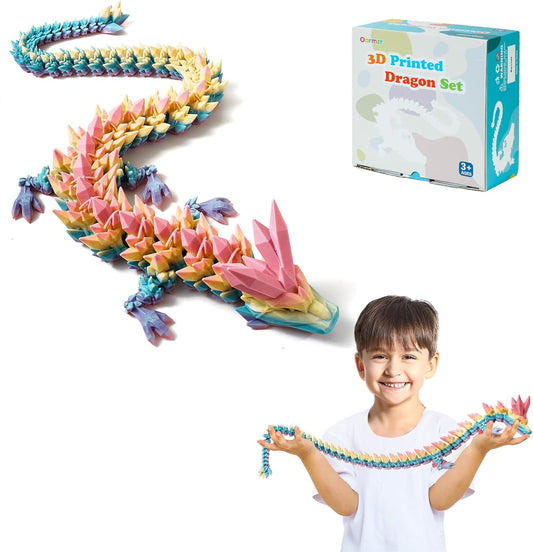 30 Inch 3D Printed Dragon - Articulated Rainbow Fidget Toy