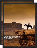 22x30 Picture Frame Set of 2 Black Engineered Wood - Lightweight Wall