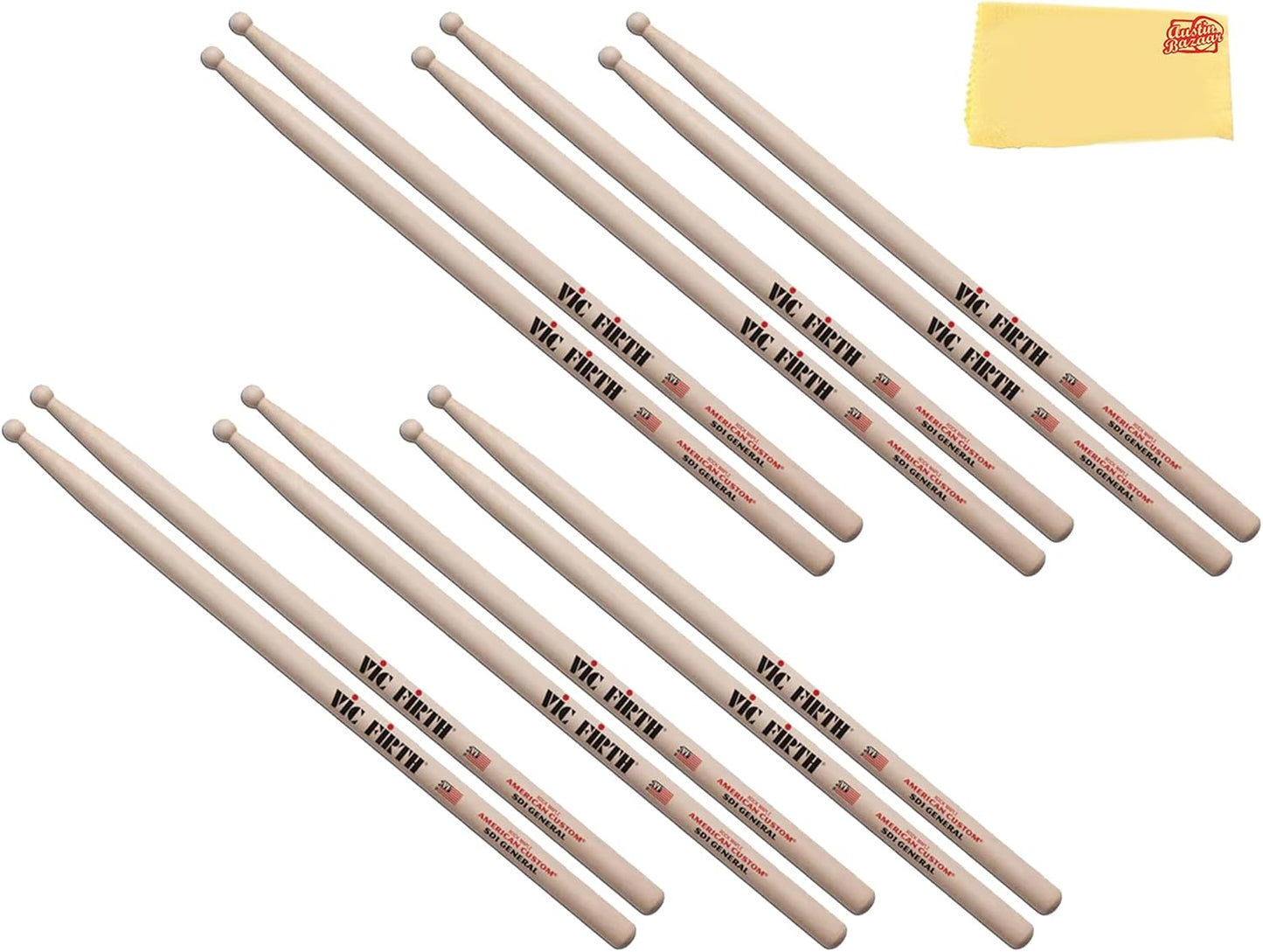 Vic Firth SD1 General Drumsticks Bundle with Polishing Cloth