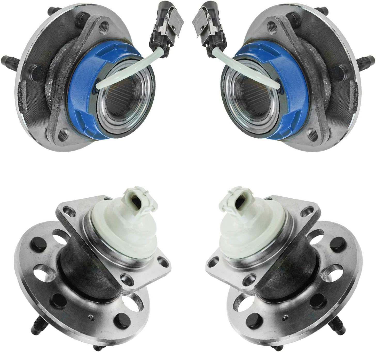 TRQ Front Rear Wheel Bearing & Hub Assembly Set for Buick & Chevy