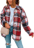 SHEWIN Womens Long Sleeve Plaid Shacket Jacket - Lightweight Fall