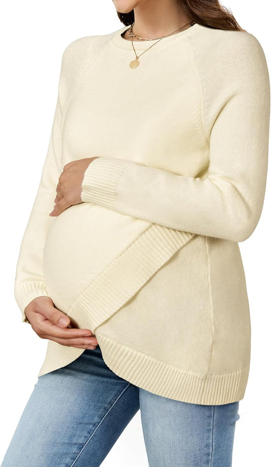 OUGES Women's Wool Blend Maternity Sweater for Comfort & Style