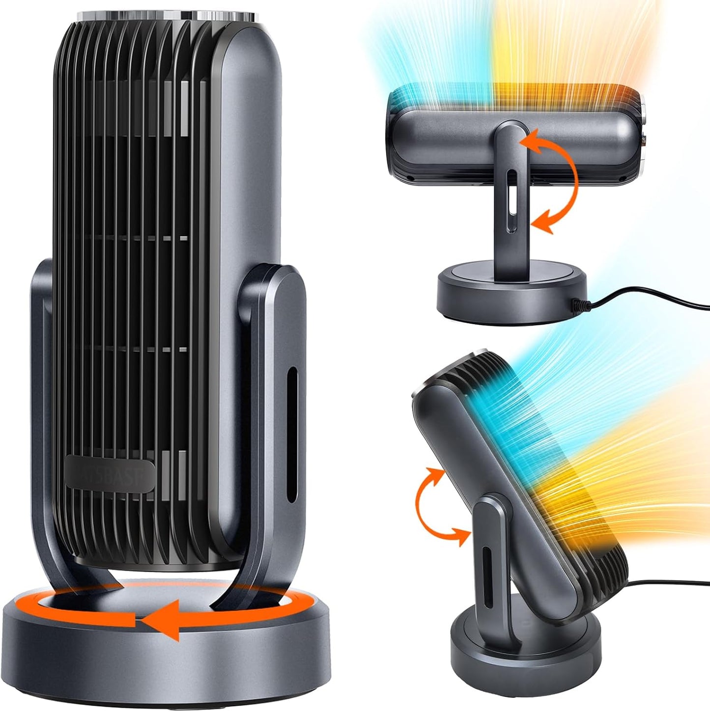 Nauttxon Oscillating Space Heater - 3 Heat Levels, Portable & Powerful