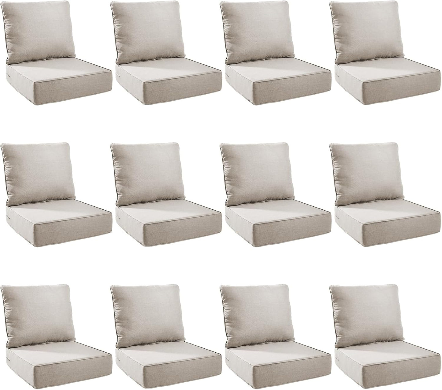 Outdoor Cushion Set for Patio Furniture - 12-Pack 24x24 Inch