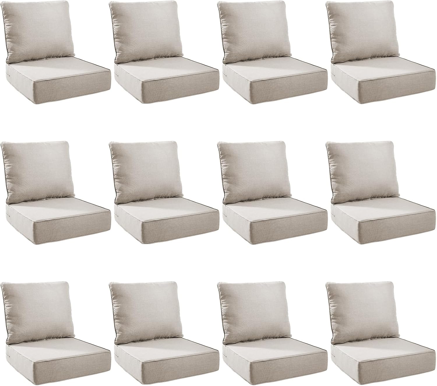 Outdoor Cushion Set for Patio Furniture - 12-Pack 24x24 Inch