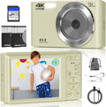 Cream Digital Camera 44MP 4K Point and Shoot - Compact 16X Zoom