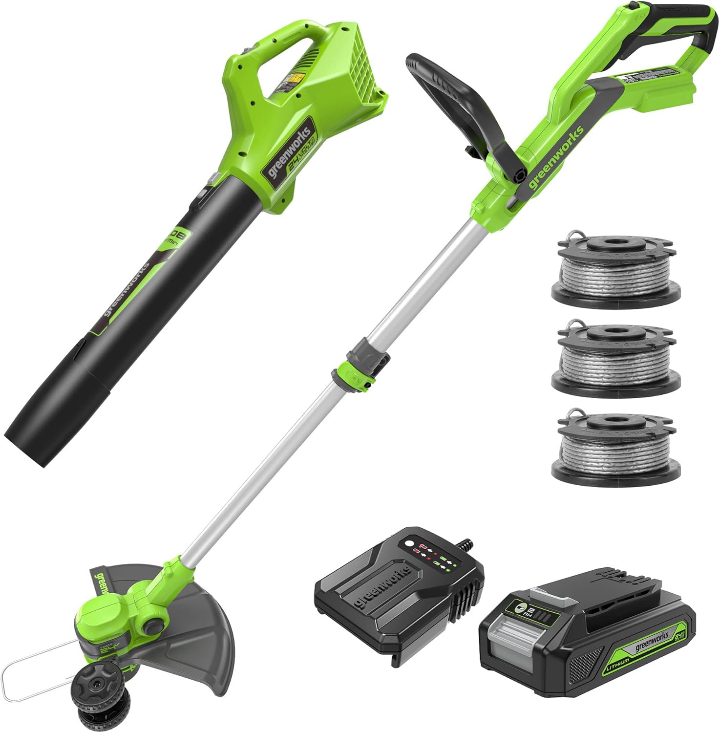 Greenworks 24V Cordless String Trimmer and Leaf Blower Combo Kit