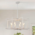 8-Light Antique White Farmhouse Chandelier for Dining Room - Rustic
