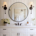DUMOS Black Circle Mirror for Wall 30 in - Brushed Black Round Mirror