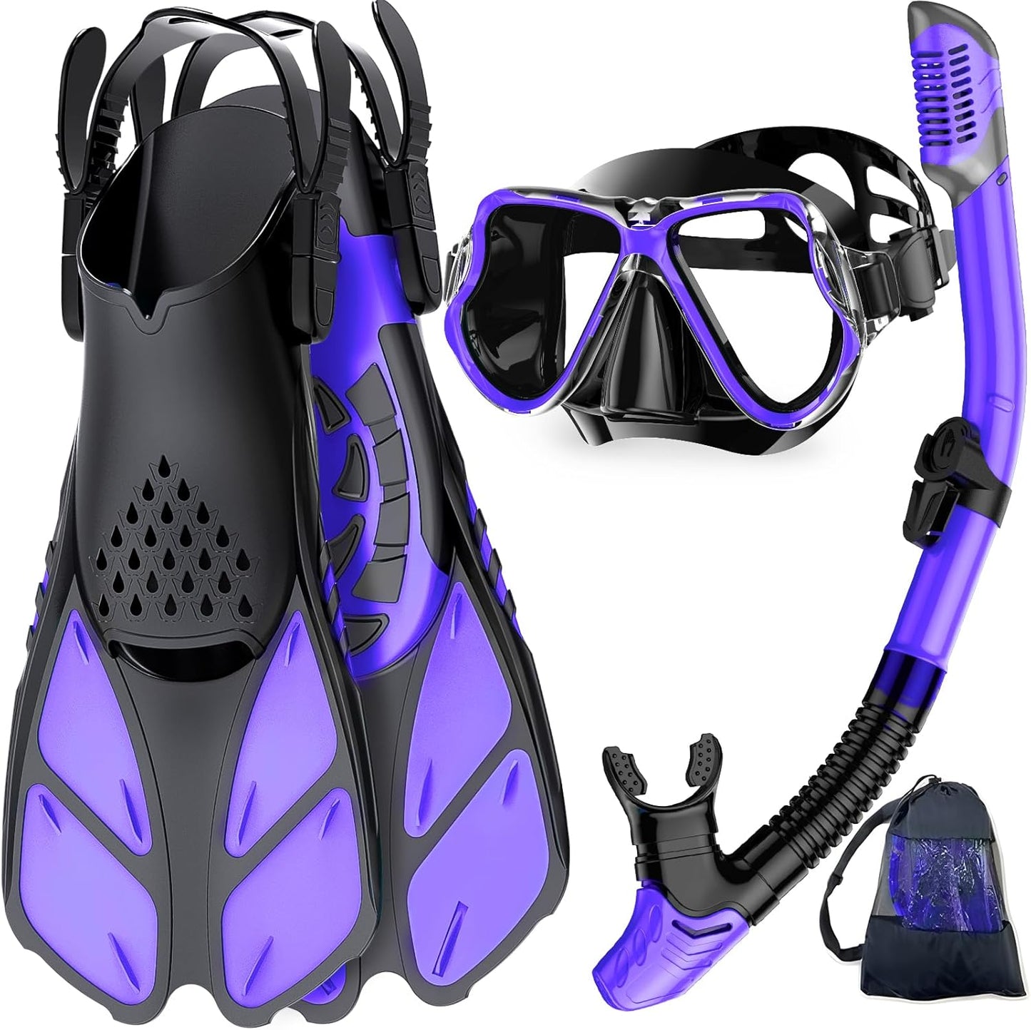 Zenoplige Snorkel Set with Panoramic Mask and Adjustable Fins
