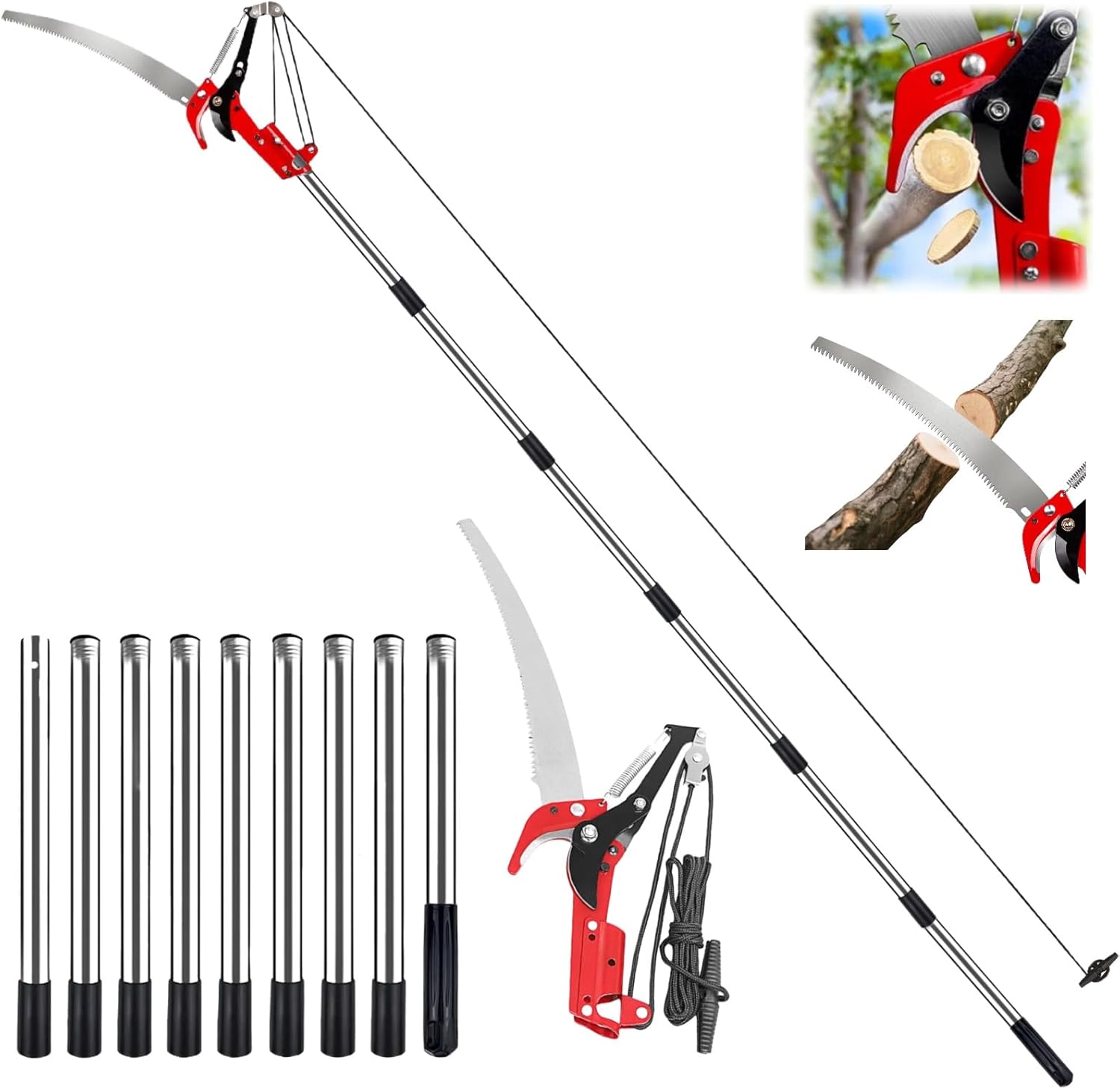 15.7 Pole Saws for Tree Trimming - Dual-Pulley Pruner Tool