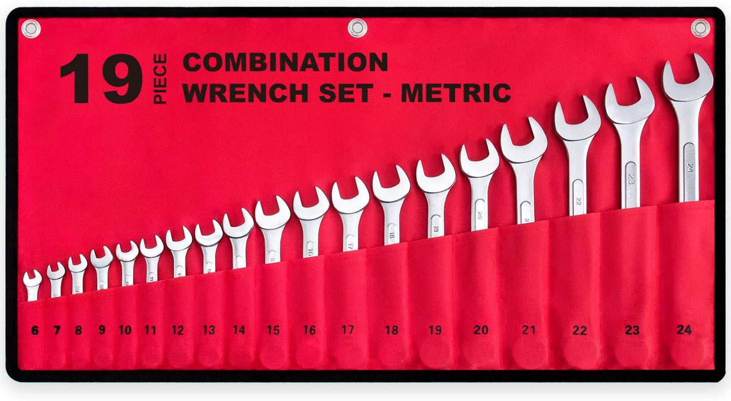 19-Piece Complete Metric Combination Wrench Set for All Needs