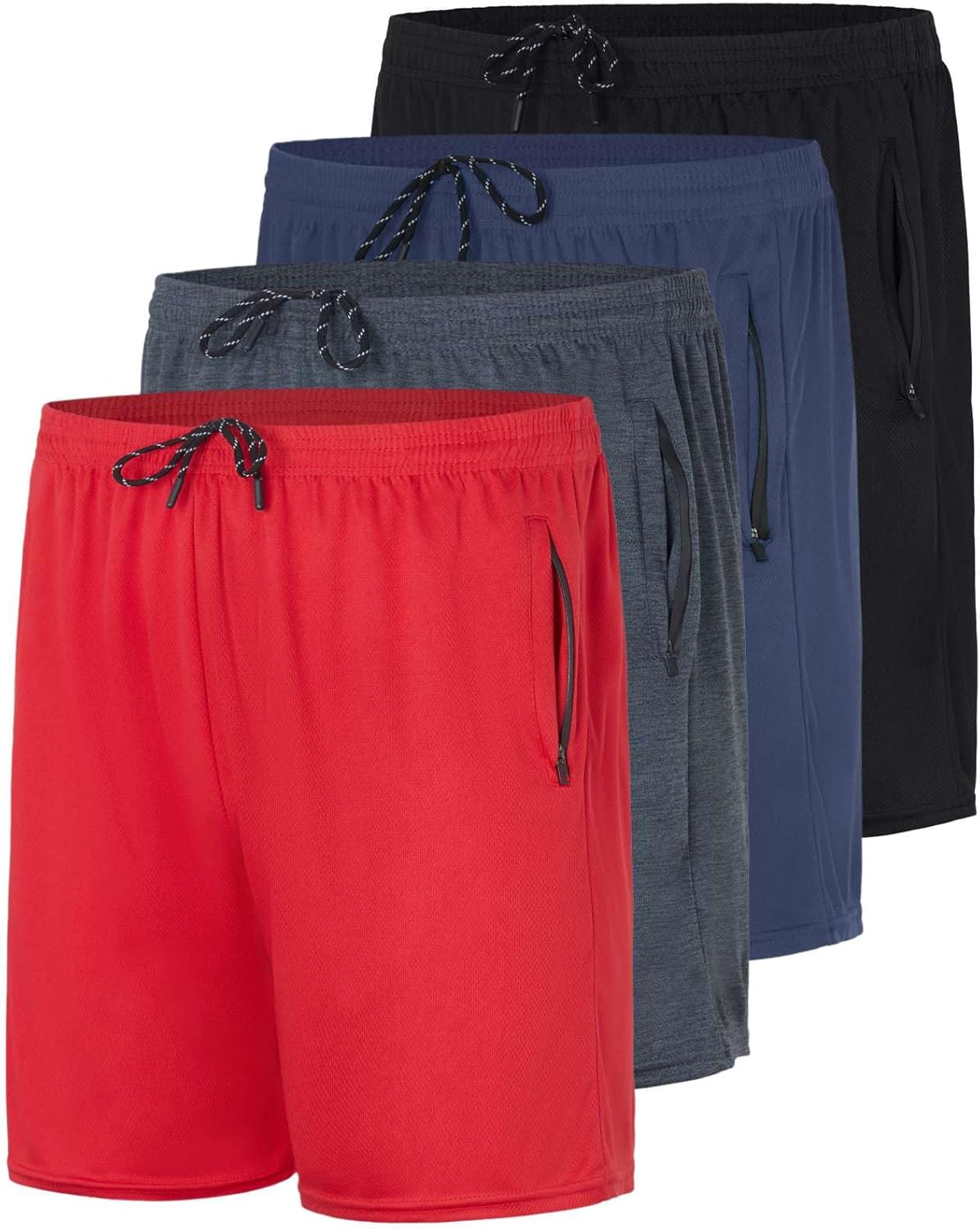 Real Essentials Men's Mesh Athletic Zipper Shorts for Workouts