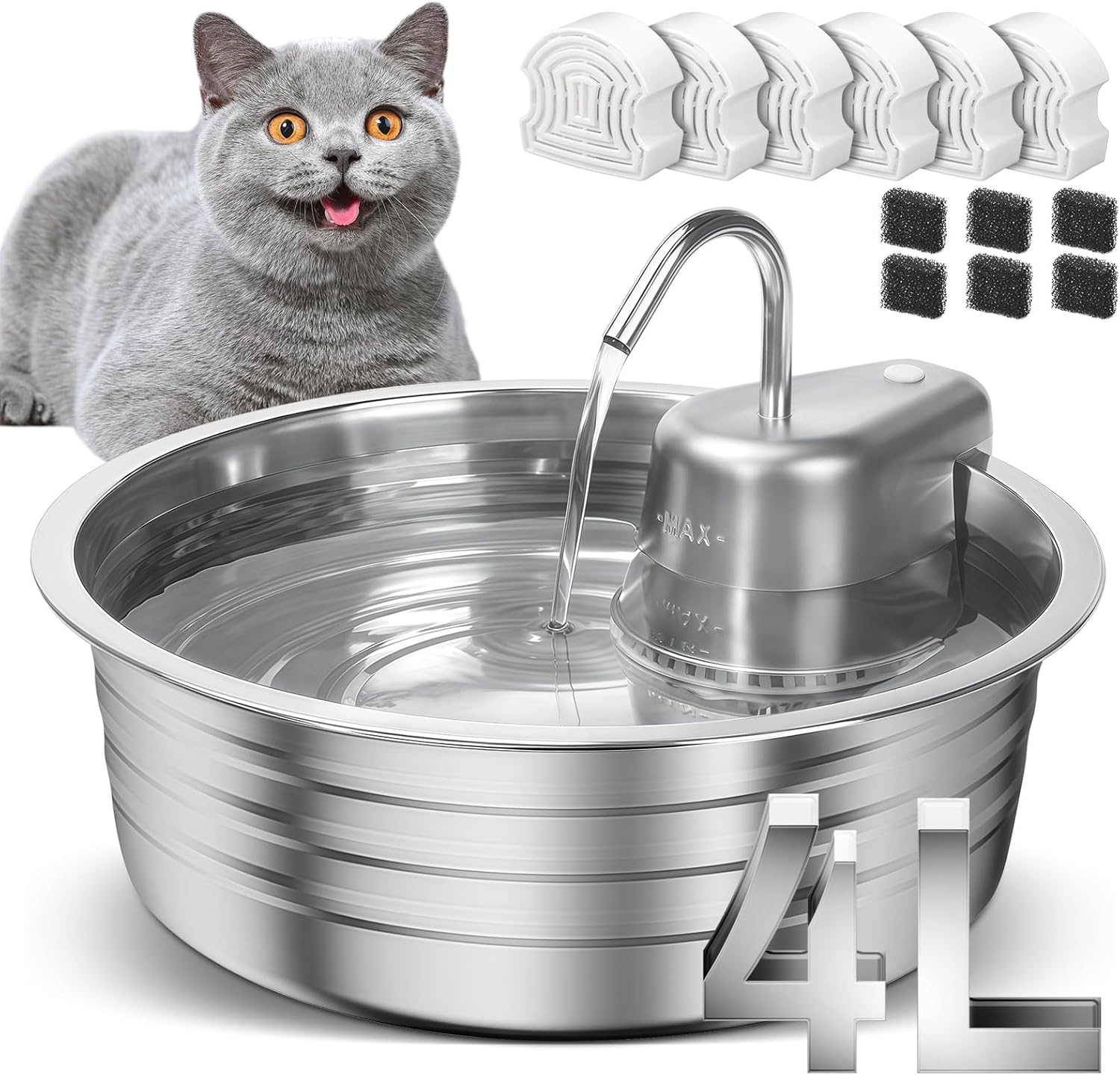 Cat Water Fountain with 4L Capacity for Healthy Hydration