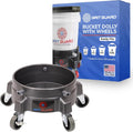 Silver Grit Guard Bucket Dolly with 3ft Grey Casters - Rolling Wash