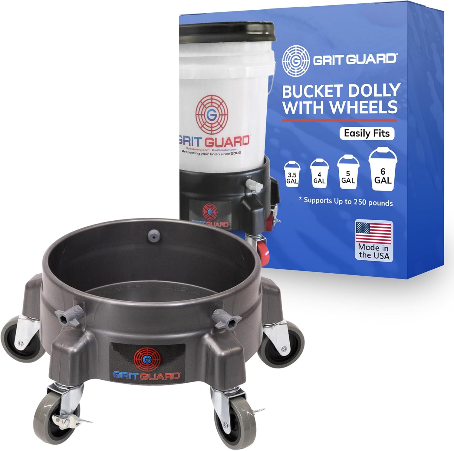 Grit Guard Bucket Dolly with Wheels for Easy Detailing Tasks
