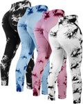4 Pcs Womens Tie Dye High Waisted Workout Leggings - Butt Lifting