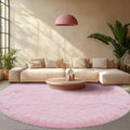 Pink Round Rug for Living Room - Ultra Soft Fluffy Carpet