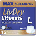 LivDry Large Ultimate Adult Incontinence Underwear for Comfort
