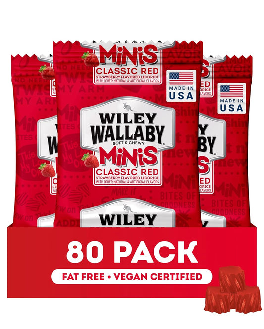 Wiley Wallaby Mini Licorice Bites - Soft & Chewy Red Treats