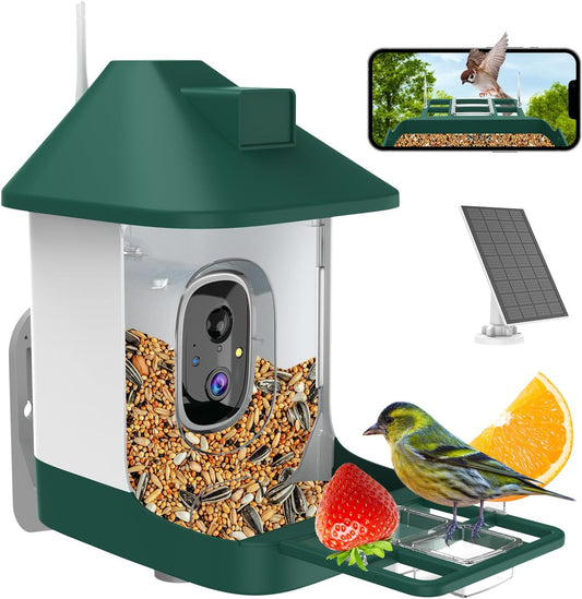 Smart Solar Bird Camera - 1080P Video, AI Identify