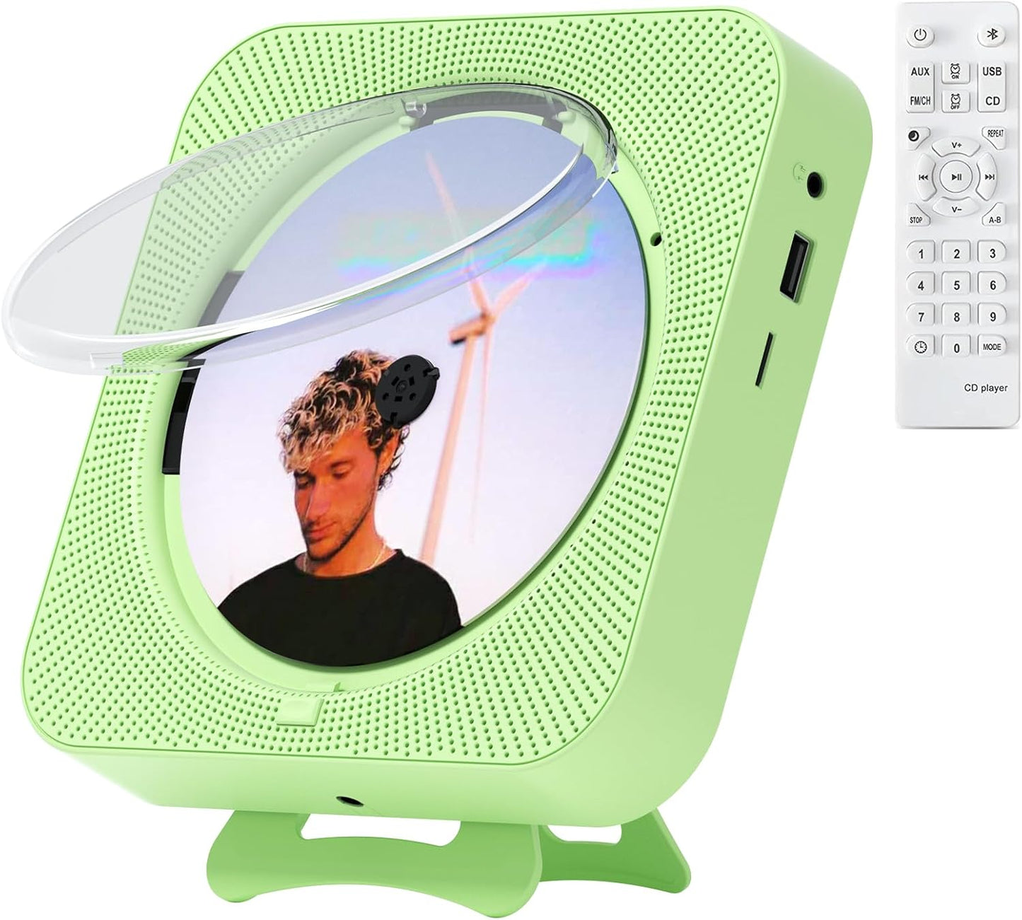 Portable Bluetooth CD Player with Dual Speakers and Remote Control