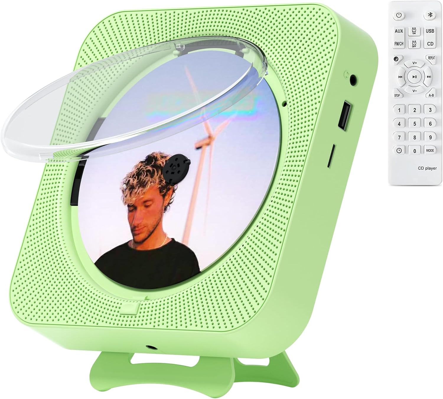 Portable Bluetooth CD Player with Dual Speakers and Remote Control