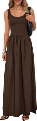 PRETTYGARDEN Scoop Neck Sleeveless Maxi Dress - Flattering Summer Fit