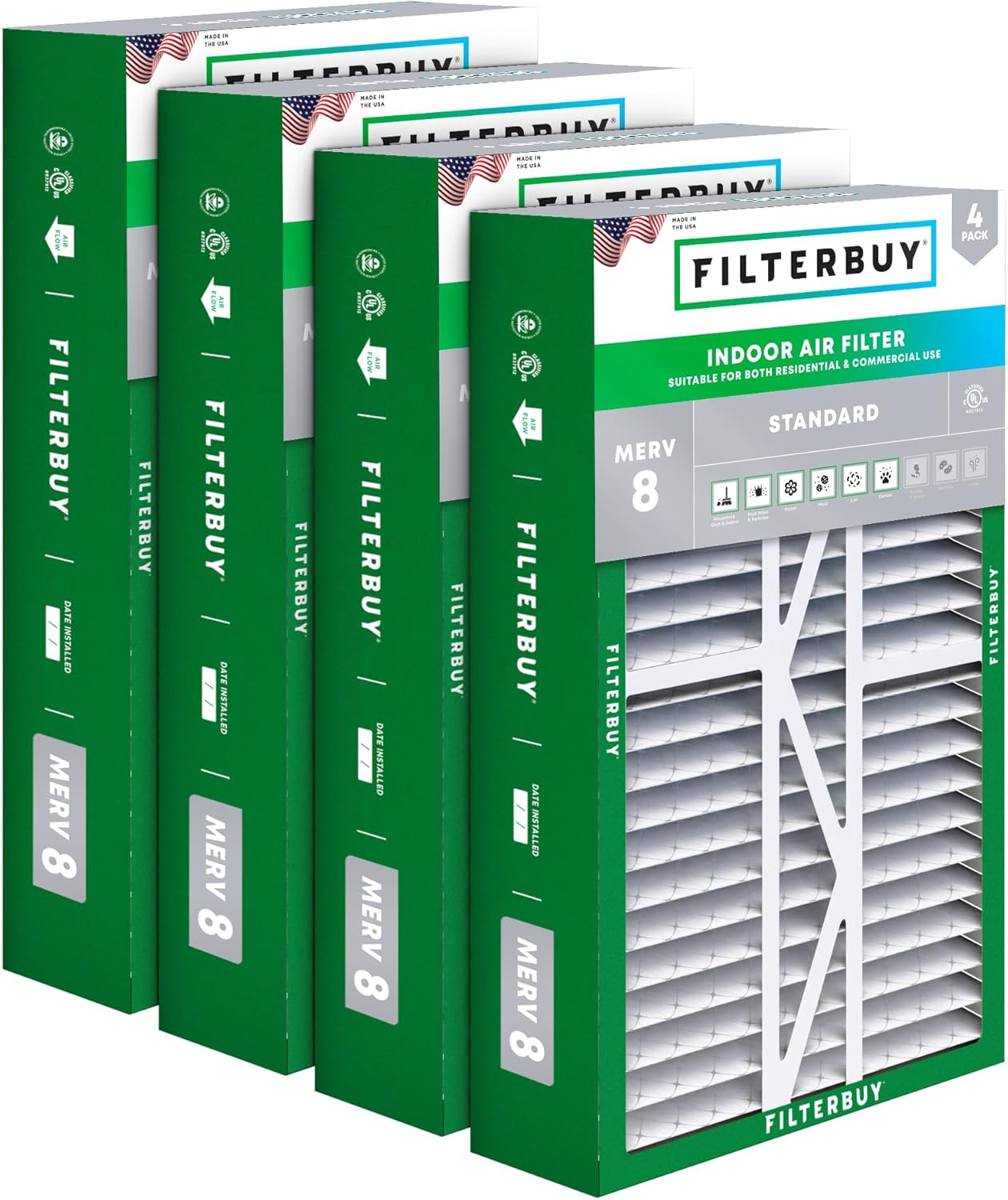 16x25x5 Air Filter MERV 8 for Dust and Allergy Defense