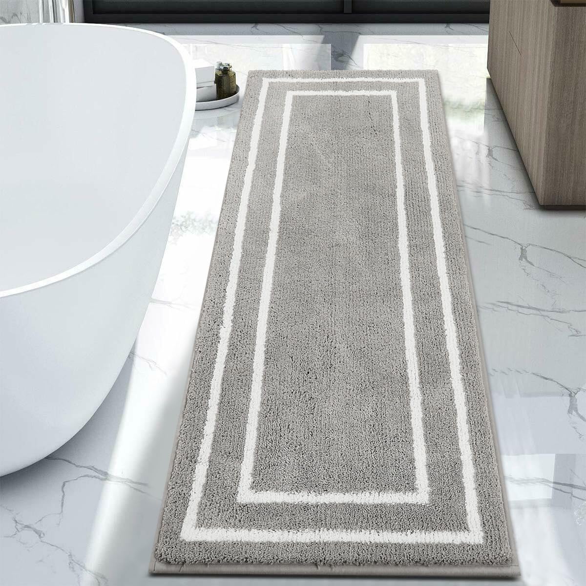 Uphome Light Gray Bathroom Runner Rug for Modern Spaces