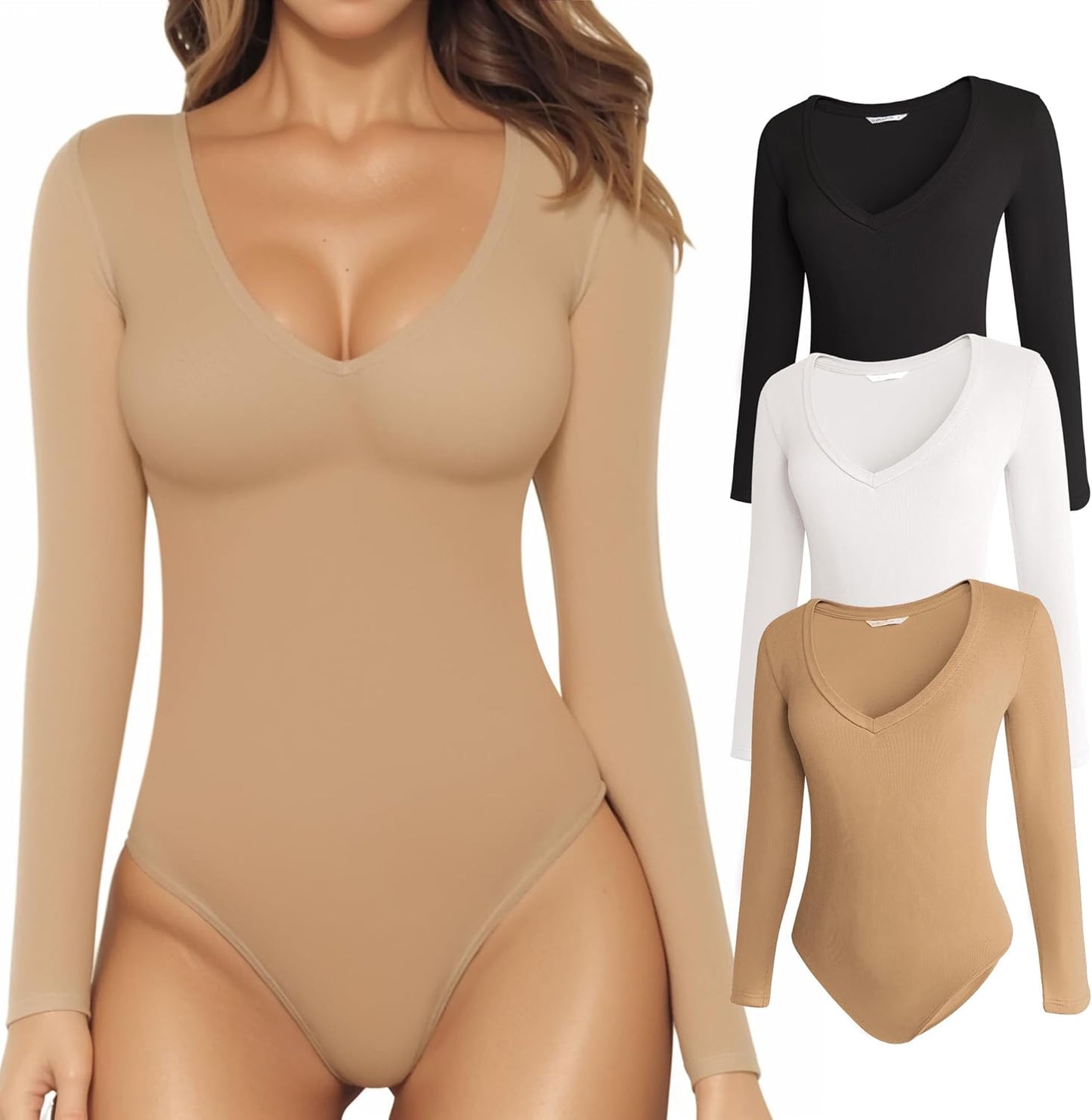 MANGOPOP Women's Long Sleeve Bodysuit for Chic Style
