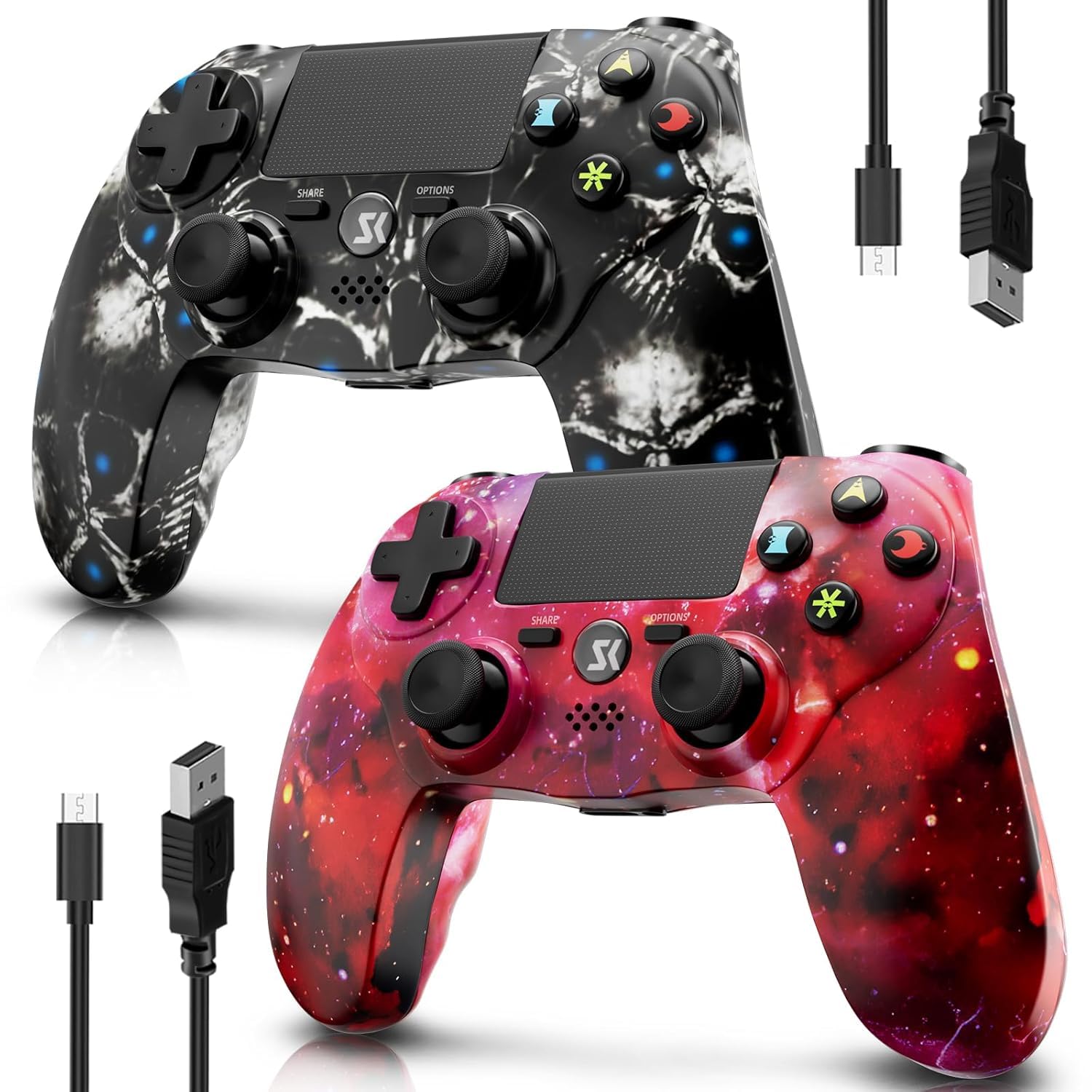 Wireless Controller 2 Pack for PS4 with Double Vibration Features