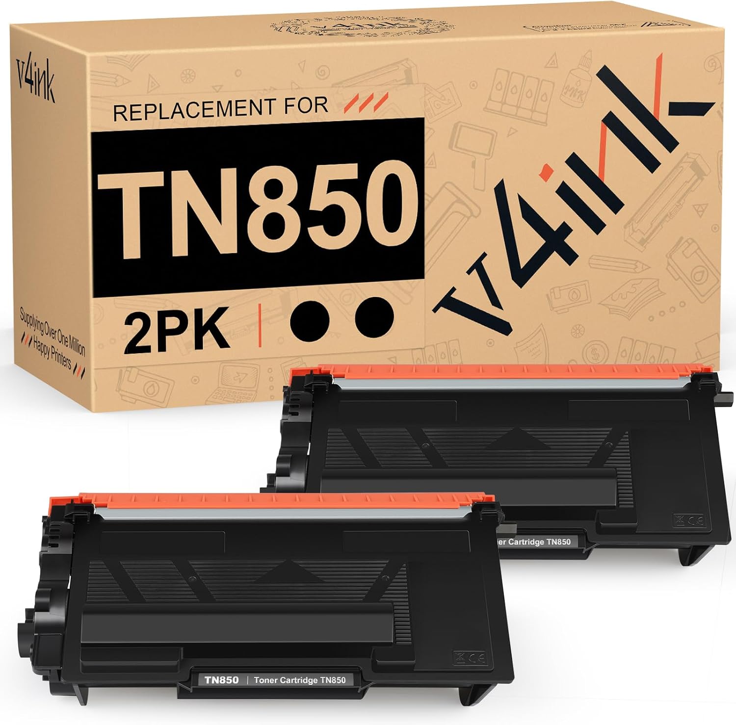 v4ink 2 Pack Compatible Toner Cartridge for Brother Printers
