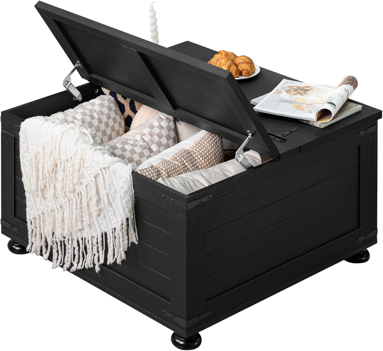 Farmhouse Coffee Table with Hidden Storage for Living Room