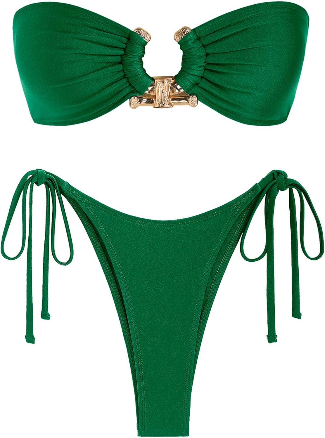 ZAFUL Metal Ring Bandeau Bikini Set for Stylish Beach Days