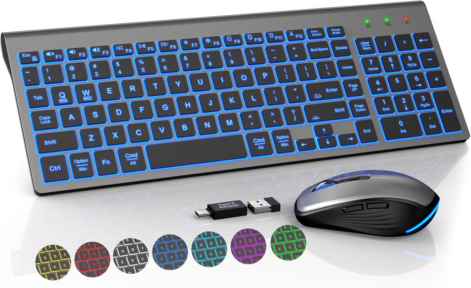 SABLUTE Compact Wireless Backlit Keyboard Mouse Set
