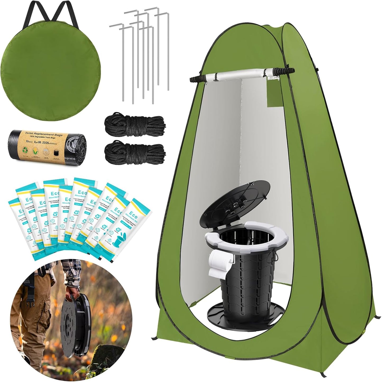 BLIKA Portable Toilet Kit for Camping with Privacy Tent and More