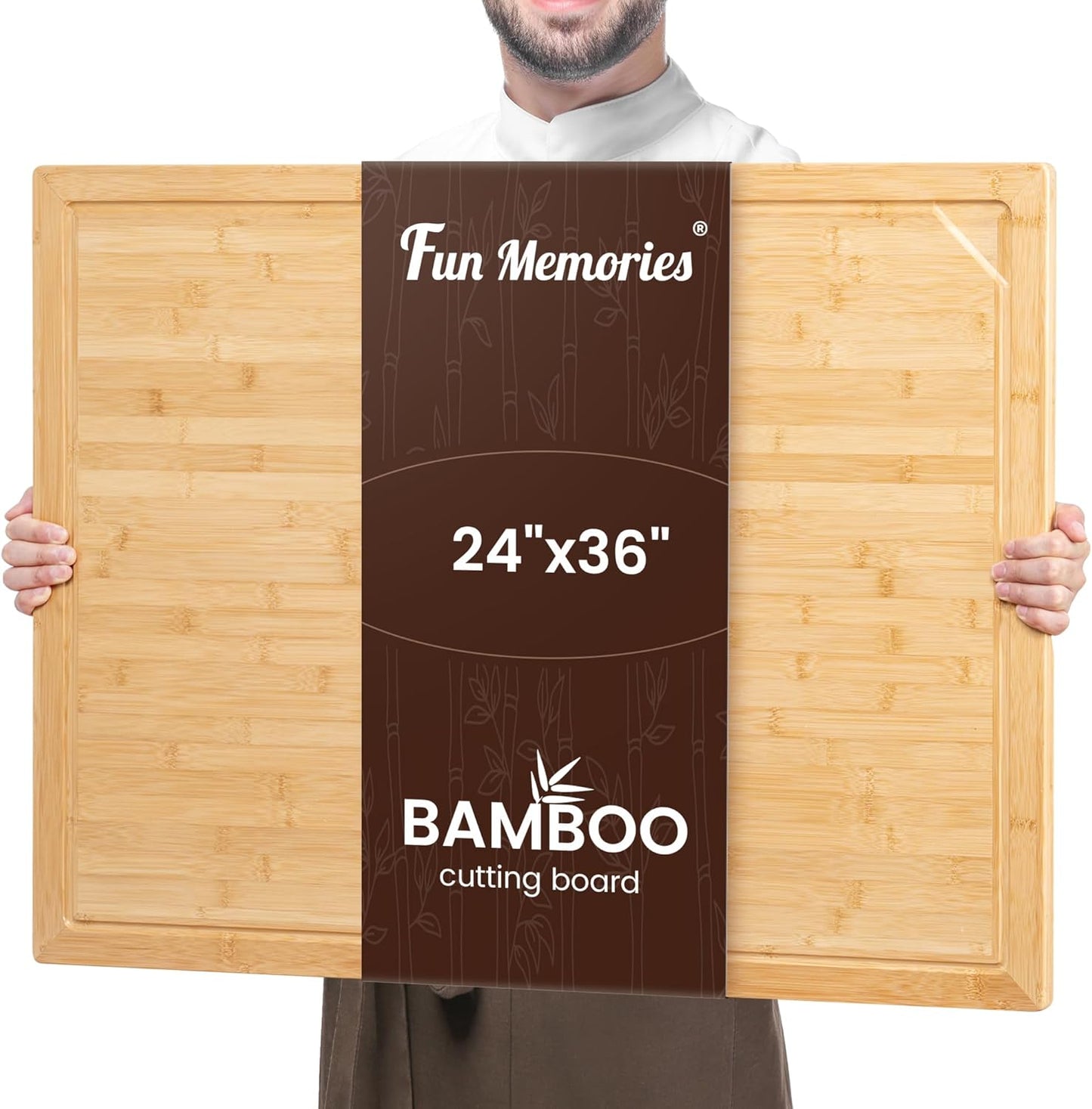 36x24 Bamboo Cutting Board - Extra Large Butcher Block for Kitchen