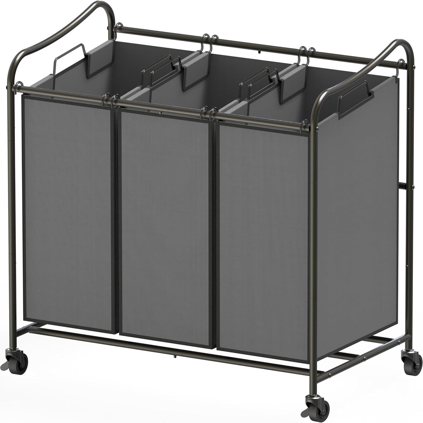 Durable 3-Bag Laundry Sorter Cart with Lockable Wheels for Home Use