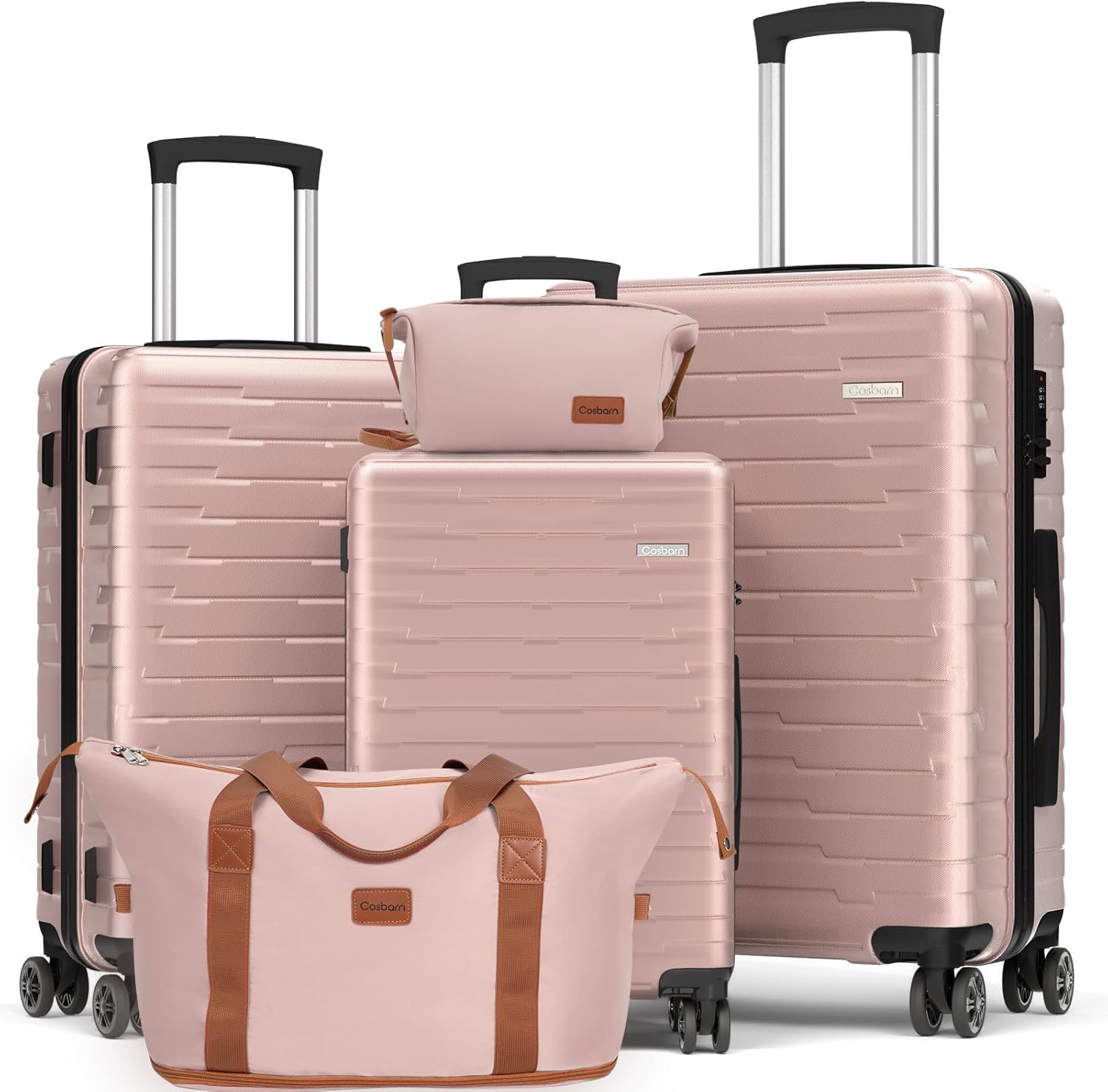 Durable 5 Piece Luggage Set with Spinner Wheels for Travel